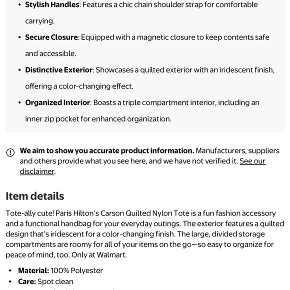 🎀 Paris Hilton NWT Carson Quilted Tote Pink Metallic-Limited Edition🎀 - Picture 4 of 5